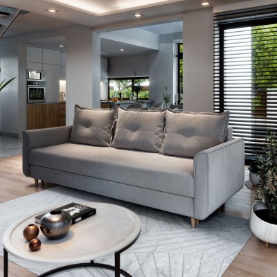 Bequemes Sofa NAPOL aus PAROS 05 Stoff hellgrau