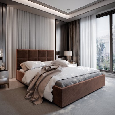 Polsterbett LIMENA – Plüsch-Stoff – Farbe: Kronos 06