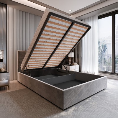 Polsterbett LIMENA – Plüsch-Stoff – Farbe: Kronos 06