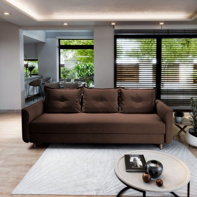 Bequemes NAPOL-Sofa mit brauner Stofffront KRONOS 06