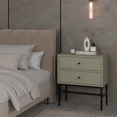 Masseno Nachttisch TORINO Nachtschrank Beistelltisch für Schlafzimmer 51,8 x 62,5 x 40,8 cm Hellgrün