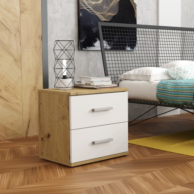 Masseno Nachttisch NOCTA Nachtschrank Beistelltisch für Schlafzimmer 48 x 50 x 35 cm Weiß