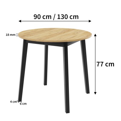 Ausziehtisch LUCA S 90 / 130 cm für Wohnzimmer Esszimmer, Grau