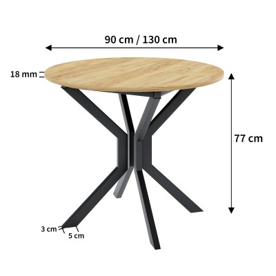 Ausziehtisch LUCA M 90 / 130 cm für Wohnzimmer Esszimmer, Weiß