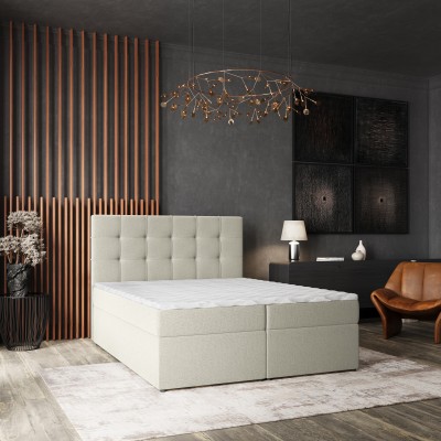 Boxspringbett PALMA – Geflochtener Stoff – Farbe: Soro 02