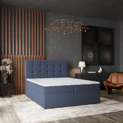 Boxspringbett PALMA – Geflochtener Stoff – Farbe: Soro 76