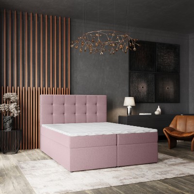 Boxspringbett PALMA – Geflochtener Stoff – Farbe: Soro 61