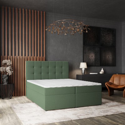 Boxspringbett PALMA – Geflochtener Stoff – Farbe: Soro 72