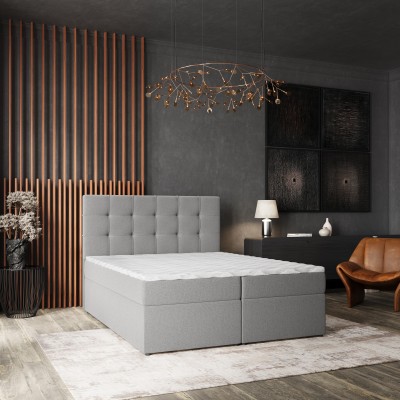 Boxspringbett PALMA – Geflochtener Stoff – Farbe: Soro 90