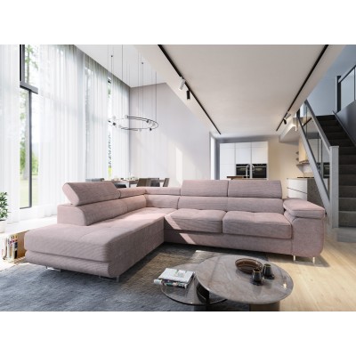 Masseno Ecksofa APIRO mit Schlaffunktion und Bettkasten, Ausziehbares Bettsofa - Lila, POSO 130