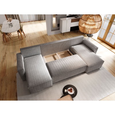 Masseno Ecksofa ASPRA mit Schlaffunktion und Bettkasten, Ausziehbares Bettsofa - Grün, POSO 14