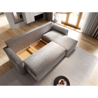 Masseno Ecksofa POTARO mit Schlaffunktion und Bettkasten, Ausziehbares Bettsofa - Beige, POSO 02
