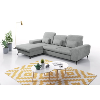 Ecksofa LUCE – Plüsch-Stoff – Farbe: Grau