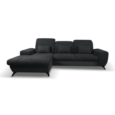 Ecksofa LUCE – Plüsch-Stoff – Farbe: Anthrazit