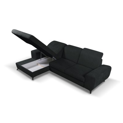 Ecksofa LUCE – Plüsch-Stoff – Farbe: Anthrazit