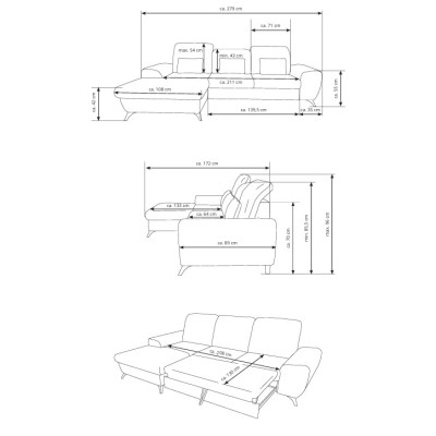 Ecksofa LUCE – Plüsch-Stoff – Farbe: Anthrazit