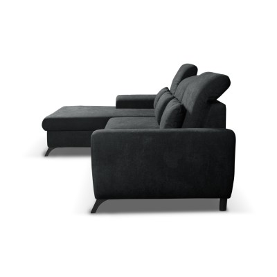 Ecksofa LUCE – Plüsch-Stoff – Farbe: Anthrazit