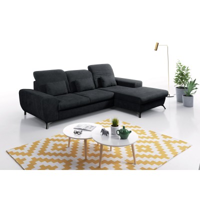 Ecksofa LUCE – Plüsch-Stoff – Farbe: Anthrazit