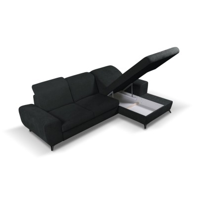 Ecksofa LUCE – Plüsch-Stoff – Farbe: Anthrazit