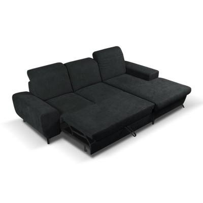 Ecksofa LUCE – Plüsch-Stoff – Farbe: Anthrazit