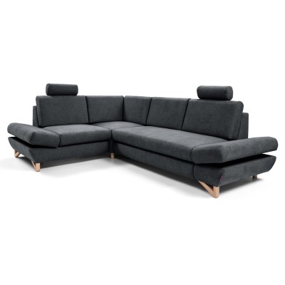 Ecksofa CASA – Plüsch-Stoff – Farbe: Anthrazit