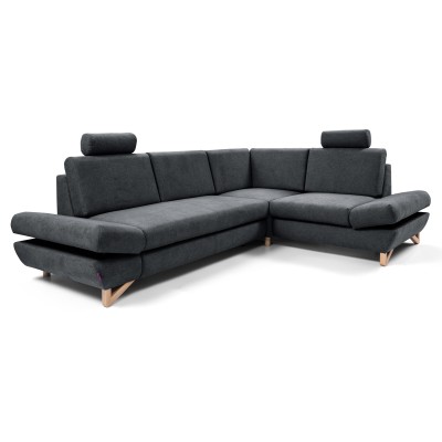 Ecksofa CASA – Plüsch-Stoff – Farbe: Anthrazit