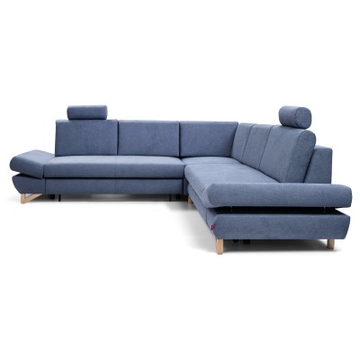 Ecksofa CASA – Plüsch-Stoff – Farbe: Blau