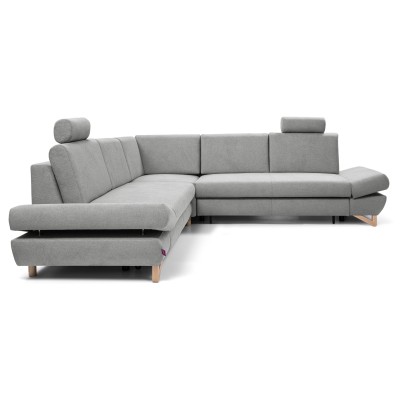 Ecksofa CASA – Plüsch-Stoff – Farbe: Grau