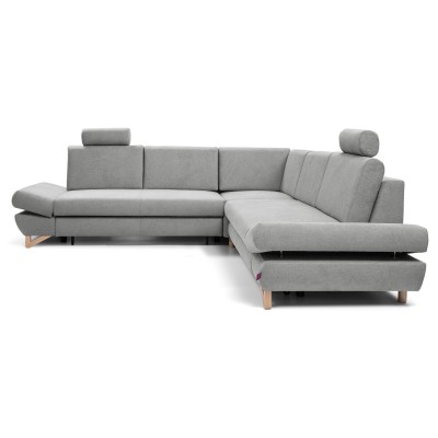 Ecksofa CASA – Plüsch-Stoff – Farbe: Grau