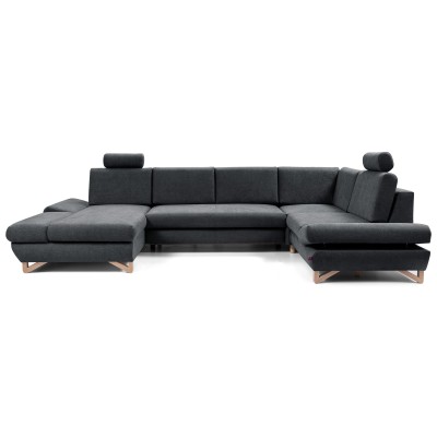 Ecksofa CASA – Plüsch-Stoff – Farbe: Anthrazit