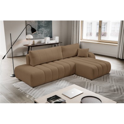 Ecksofa GIOIA – Boucle-Stoff – Farbe: Braun