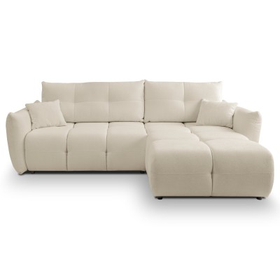 Ecksofa MODA – Geflochtener Stoff – Farbe: Creme