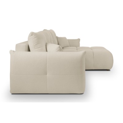 Ecksofa MODA – Geflochtener Stoff – Farbe: Creme