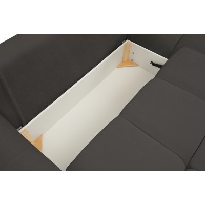 Ecksofa MODA – Geflochtener Stoff – Farbe: Grau