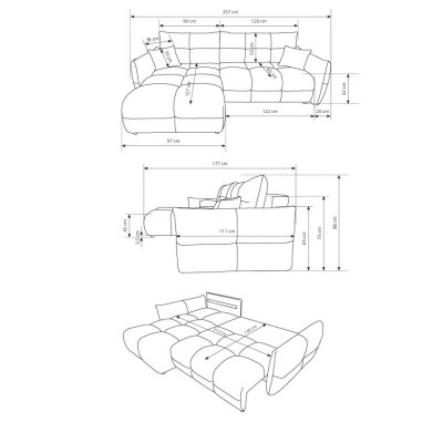 Ecksofa MODA – Geflochtener Stoff – Farbe: Grau