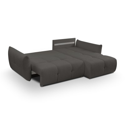 Ecksofa MODA – Geflochtener Stoff – Farbe: Grau
