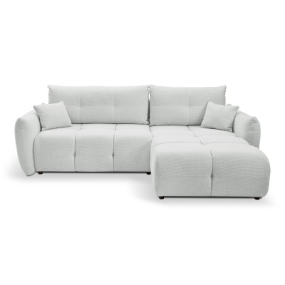 Ecksofa MODA – Geflochtener Stoff – Farbe: Hellgrau