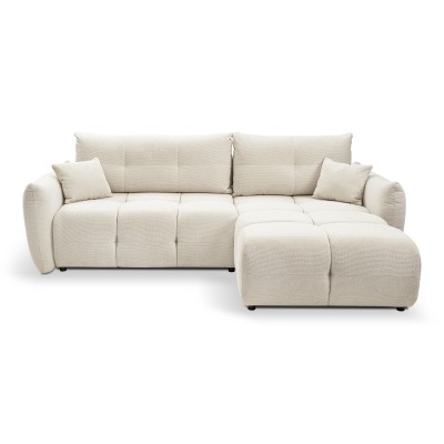 Ecksofa MODA – Geflochtener Stoff – Farbe: Creme