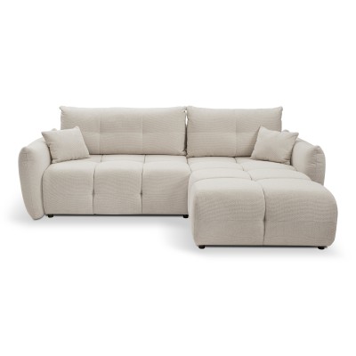 Ecksofa MODA – Geflochtener Stoff – Farbe: Beige