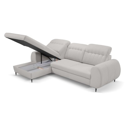 Ecksofa PURO – Plüsch-Stoff – Farbe: Hellgrau