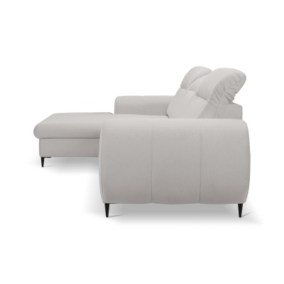 Ecksofa PURO – Plüsch-Stoff – Farbe: Hellgrau