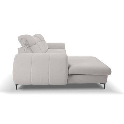 Ecksofa PURO – Plüsch-Stoff – Farbe: Hellgrau