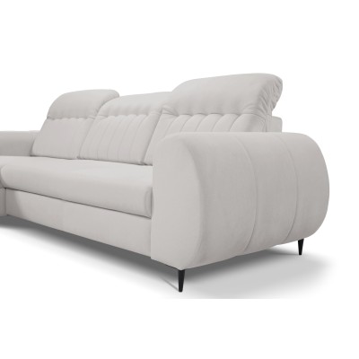 Ecksofa PURO – Plüsch-Stoff – Farbe: Hellgrau