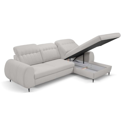 Ecksofa PURO – Plüsch-Stoff – Farbe: Hellgrau