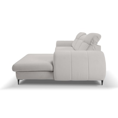 Ecksofa PURO – Plüsch-Stoff – Farbe: Hellgrau