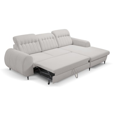 Ecksofa PURO – Plüsch-Stoff – Farbe: Hellgrau