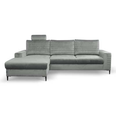 Ecksofa GRIFO – Velours-Stoff – Farbe: Hellgrau