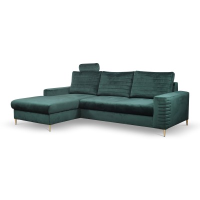 Ecksofa GRIFO – Velours-Stoff – Farbe: Grün