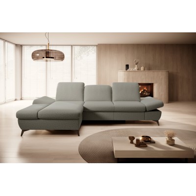 Ecksofa FELICE – Geflochtener Stoff – Farbe: Grau