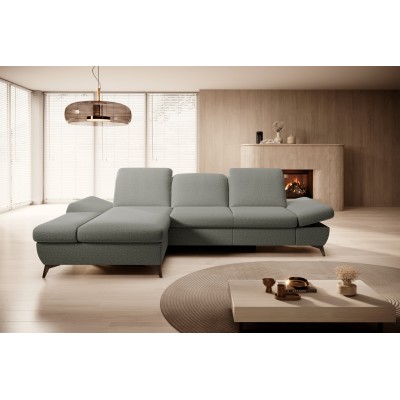 Ecksofa FELICE – Geflochtener Stoff – Farbe: Grau